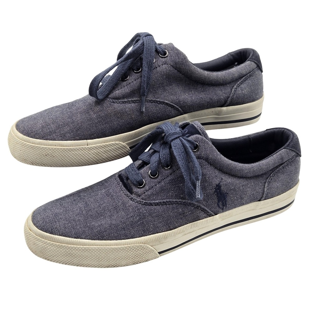 Polo Ralph Lauren Vaughn Shoes Mens Size 9 Blue Canvas Low Top Casual Sneakers